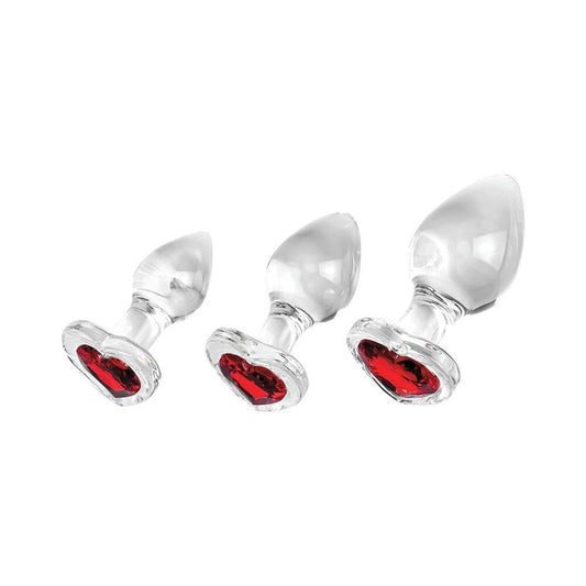 Adam & Eve Red Heart Gem Glass Plug Set1