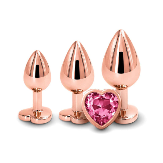 Adam & Eve Rose Gold Pink Heart Anal Plug Training Set1