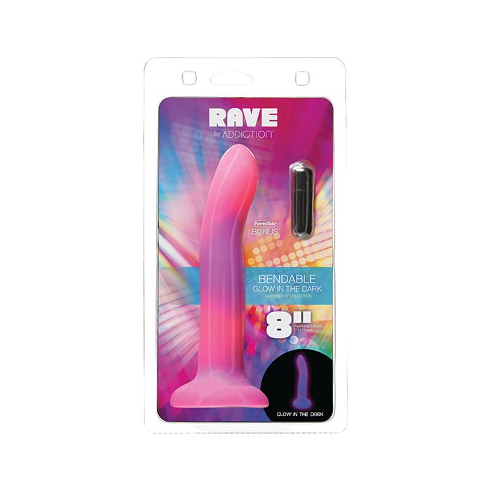 B.M.S. Enterprises Addiction 8" Rave Glow in the Dark Dong - Pink/Purple