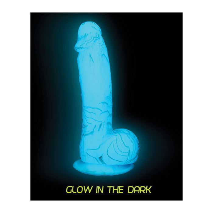 B.M.S. Enterprises Addiction Luke Glow in the Dark 7.5" Dildo - Blue 2