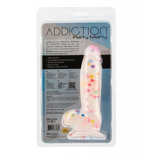 B.M.S. Enterprises Addiction Party Marty 7.5" Dildo - Frost/Confetti 1