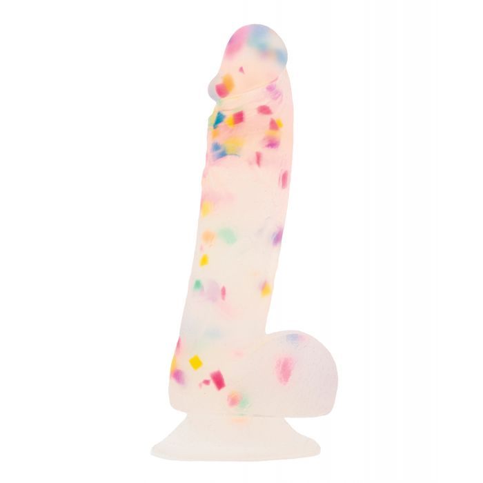 B.M.S. Enterprises Addiction Party Marty 7.5" Dildo - Frost/Confetti 2
