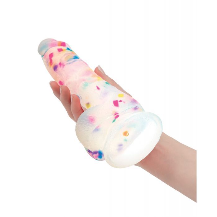 B.M.S. Enterprises Addiction Party Marty 7.5" Dildo - Frost/Confetti 4