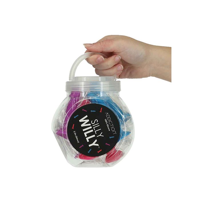 B.M.S. Enterprises Addiction Silly Willy 3.3" Dildo Fishbowl - Asst. Display of 12 4