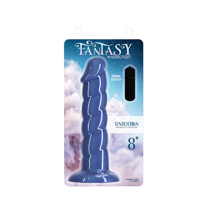 B.M.S. Enterprises Fantasy Addiction 8" Unicorn Dildo - Blue