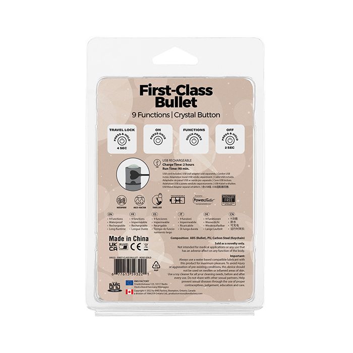B.M.S. Enterprises First Class Mini Rechargeable Bullet w/Crystal - 9 Function 5