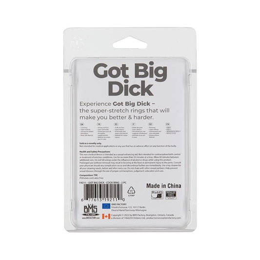 B.M.S. Enterprises Got Big Dick 2 Pack Cock Rings - Black 1