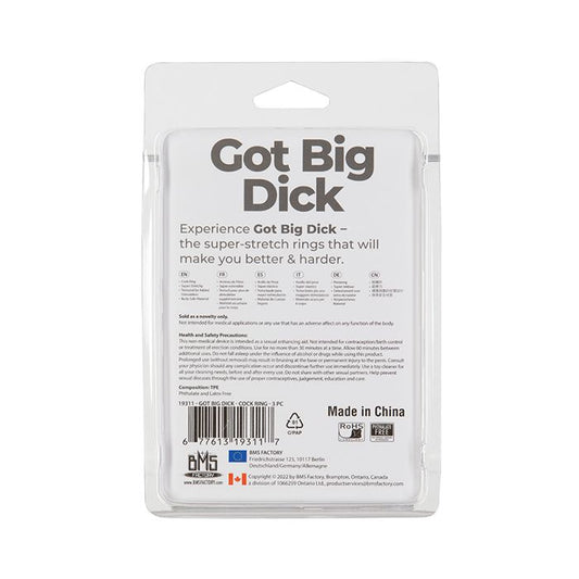 B.M.S. Enterprises Got Big Dick 3 Pack Cock Rings - Black 1