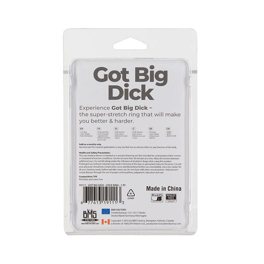 B.M.S. Enterprises Got Big Dick Single Bumper Ring - Black 1