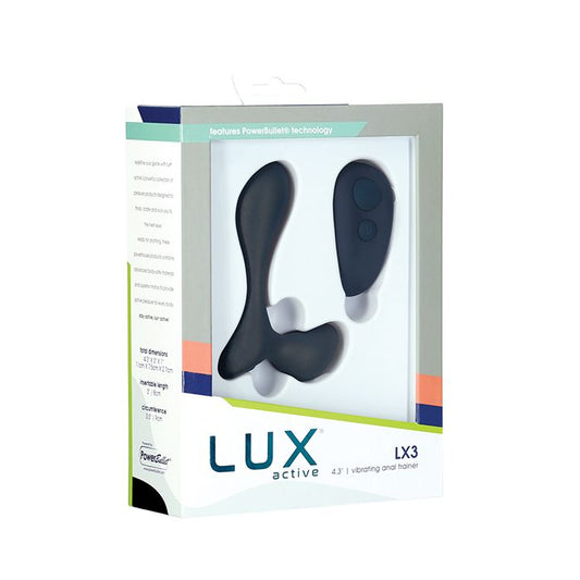 B.M.S. Enterprises Lux Active LX3 4.3" Vibrating Anal Trainer - Dark Blue 1
