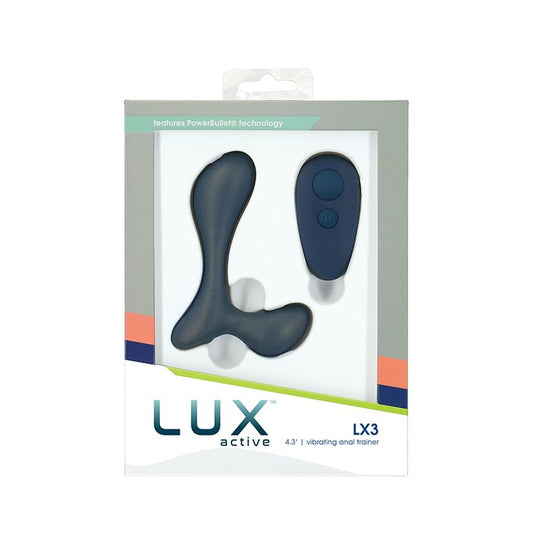 B.M.S. Enterprises Lux Active LX3 4.3" Vibrating Anal Trainer - Dark Blue