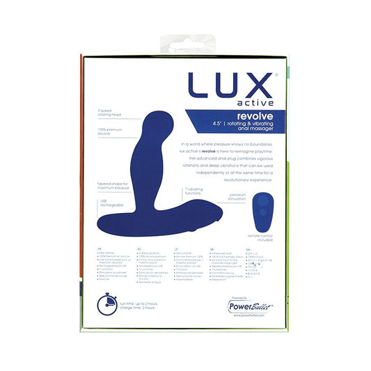 B.M.S. Enterprises Lux Active Revolve 4.5" Rotating & Vibrating Anal Massager - Dark Blue 1