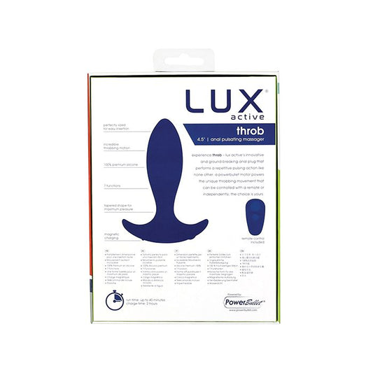 B.M.S. Enterprises Lux Active Throb Anal Pulsating Massager w/Remote - Dark Blue 1