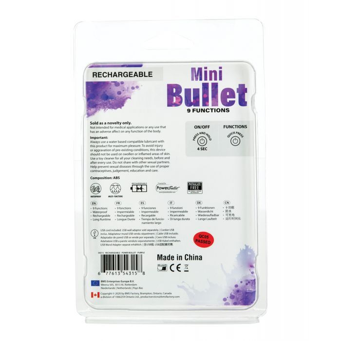 B.M.S. Enterprises Mini Bullet Rechargeable Bullet - 9 Functions 4