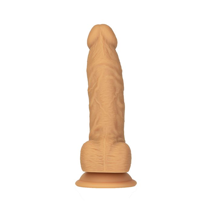B.M.S. Enterprises Naked Addiction 8" Dual Density Silicone Dildo - Caramel 3