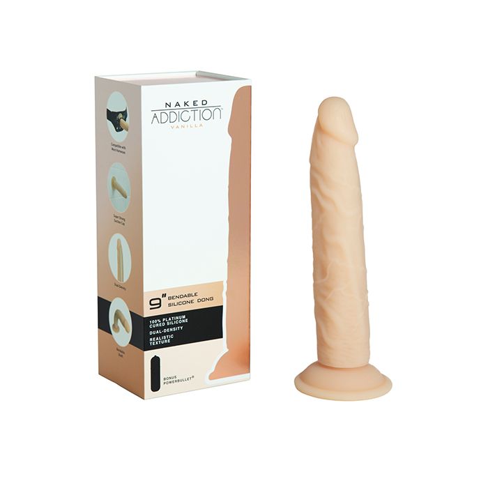 B.M.S. Enterprises Naked Addiction 9" Dual Density Silicone Dildo - Vanilla