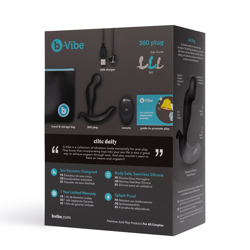 b-Vibe 360 Rotating and Vibrating Remote Control Plug Black10
