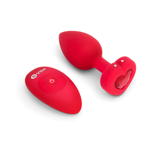b-Vibe Vibrating Heart Anal Plug with Heart-Shaped Jewel Base M/L Red1