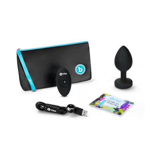 b-Vibe Vibrating Jewel Rechargeable Remote-Controlled Anal Plug with Gem Base Black Diamond1
