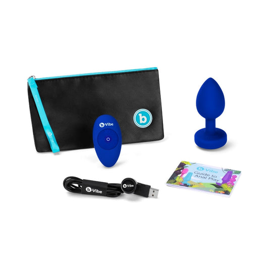 b-Vibe Vibrating Jewel Rechargeable Remote-Controlled Anal Plug with Gem Base Blue Sapphire L/XL1