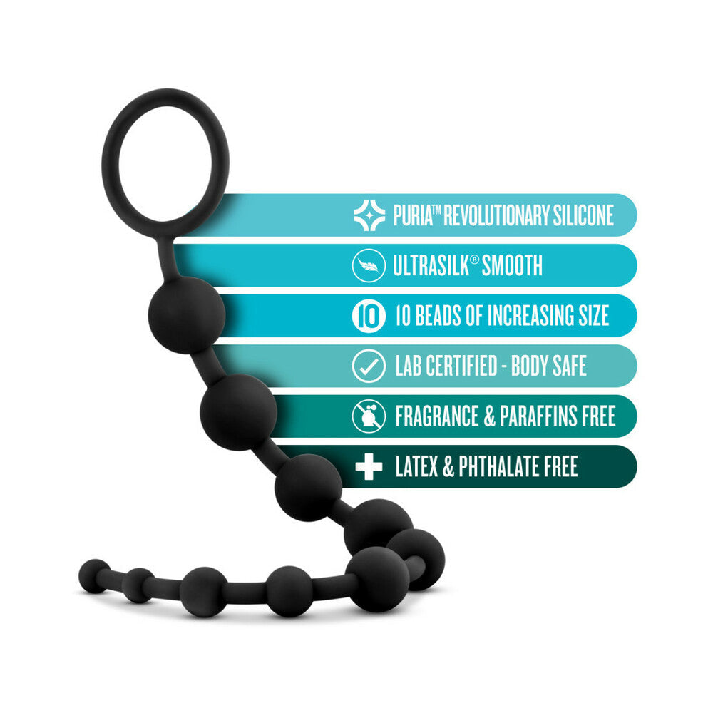 Blush Anal Adventures Platinum Silicone 10 Anal Beads Black4