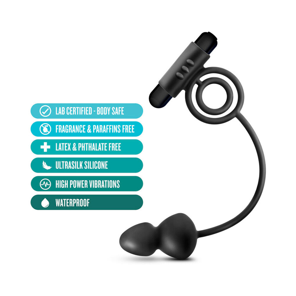 Blush Anal Adventures Platinum Silicone Anal Plug with Vibrating C-Ring Black3