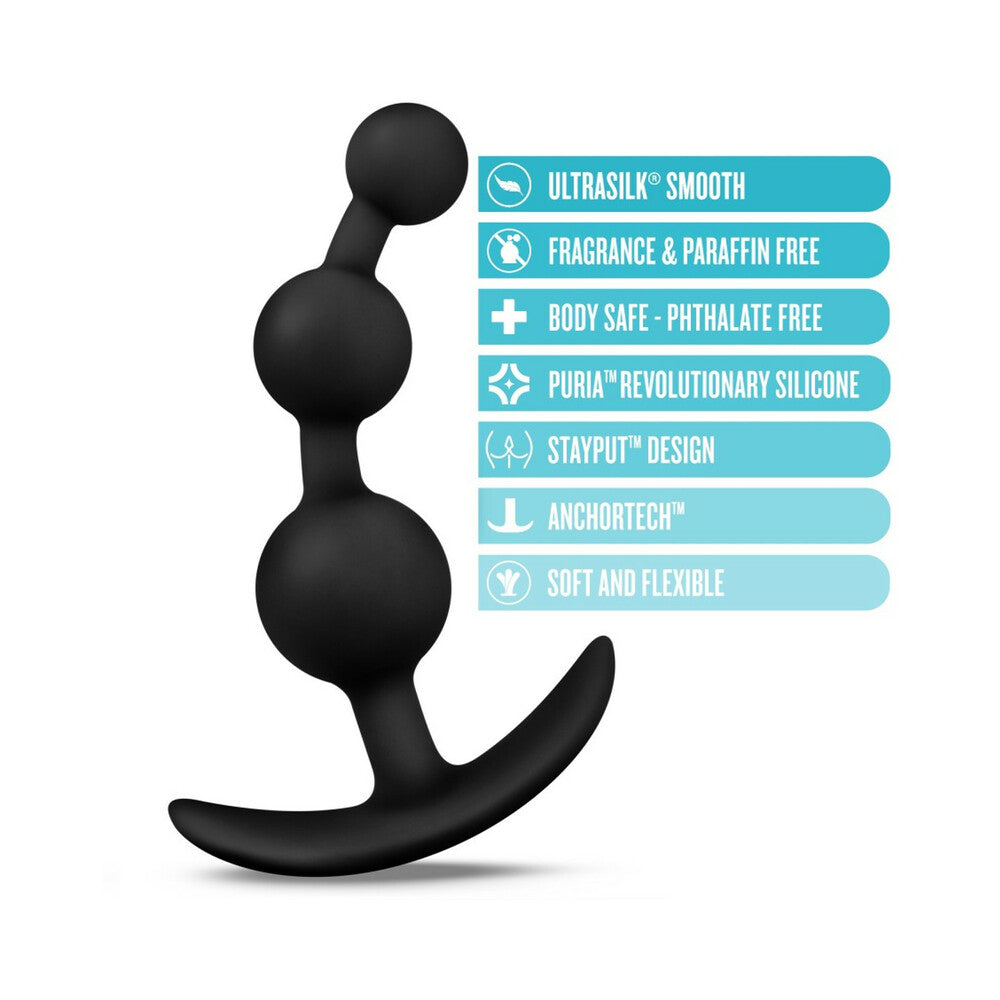 Blush Anal Adventures Platinum Silicone Small Anal Beads Plug Black3