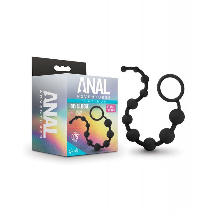 Blush Novalties Anal Adventures Platinum Silicone 10 Anal Beads - Black