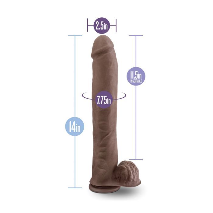 Blush Novalties Au Naturel Daddy 14" Sensa Feel Dual Density Dong w/Suction Cup - Chocolate 3