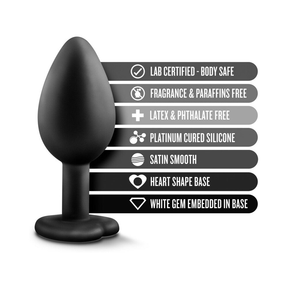 Blush Temptasia Bling Anal Plug with Heart-Shaped Gem Base Small Black 4
