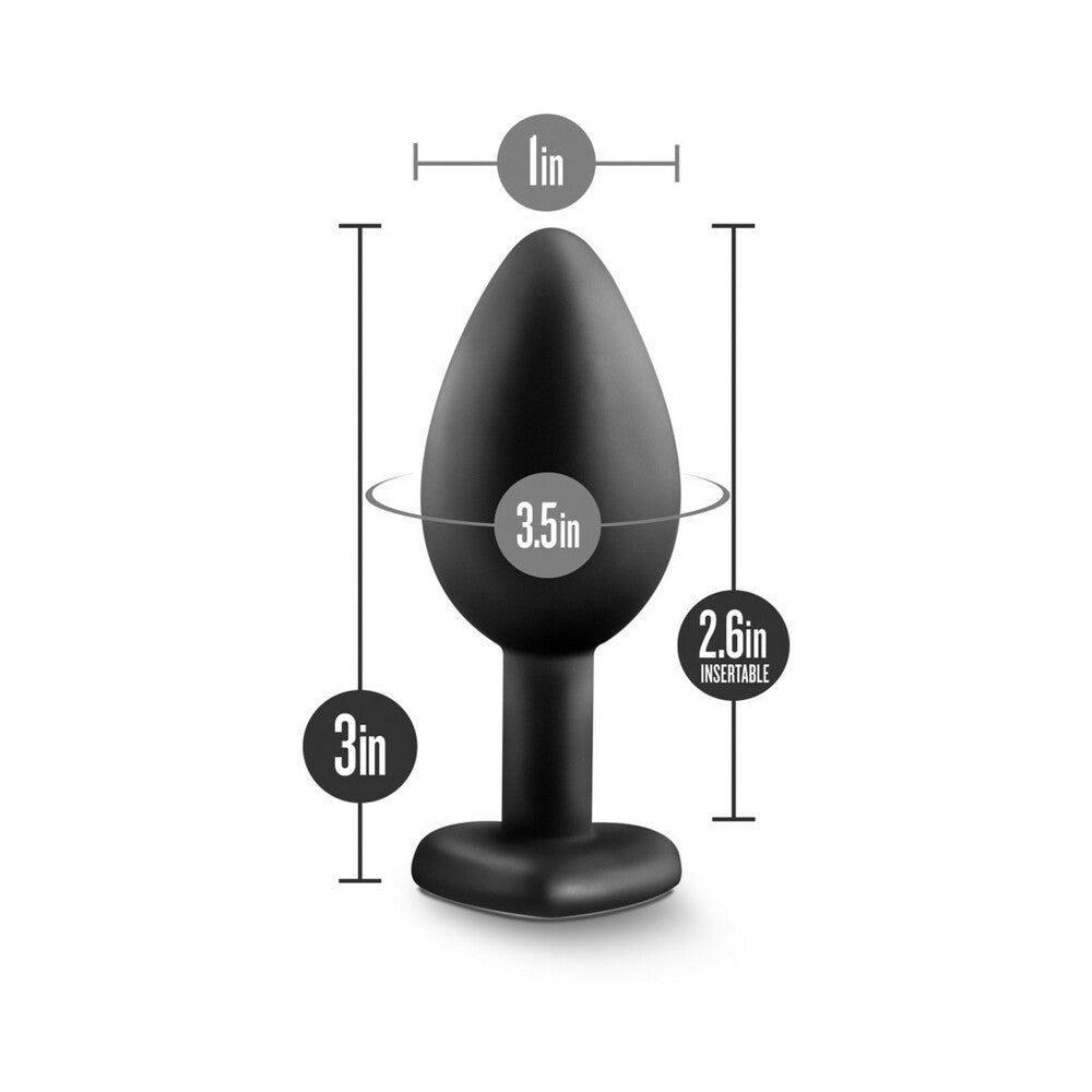 Blush Temptasia Bling Anal Plug with Heart-Shaped Gem Base Small Black 6