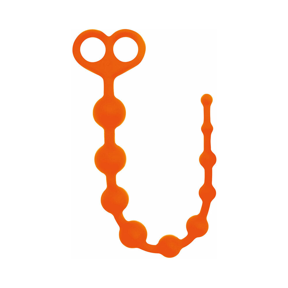 Curve Novelties Toys Rooster Perfect 10 Silicone Anal Beads Orange1