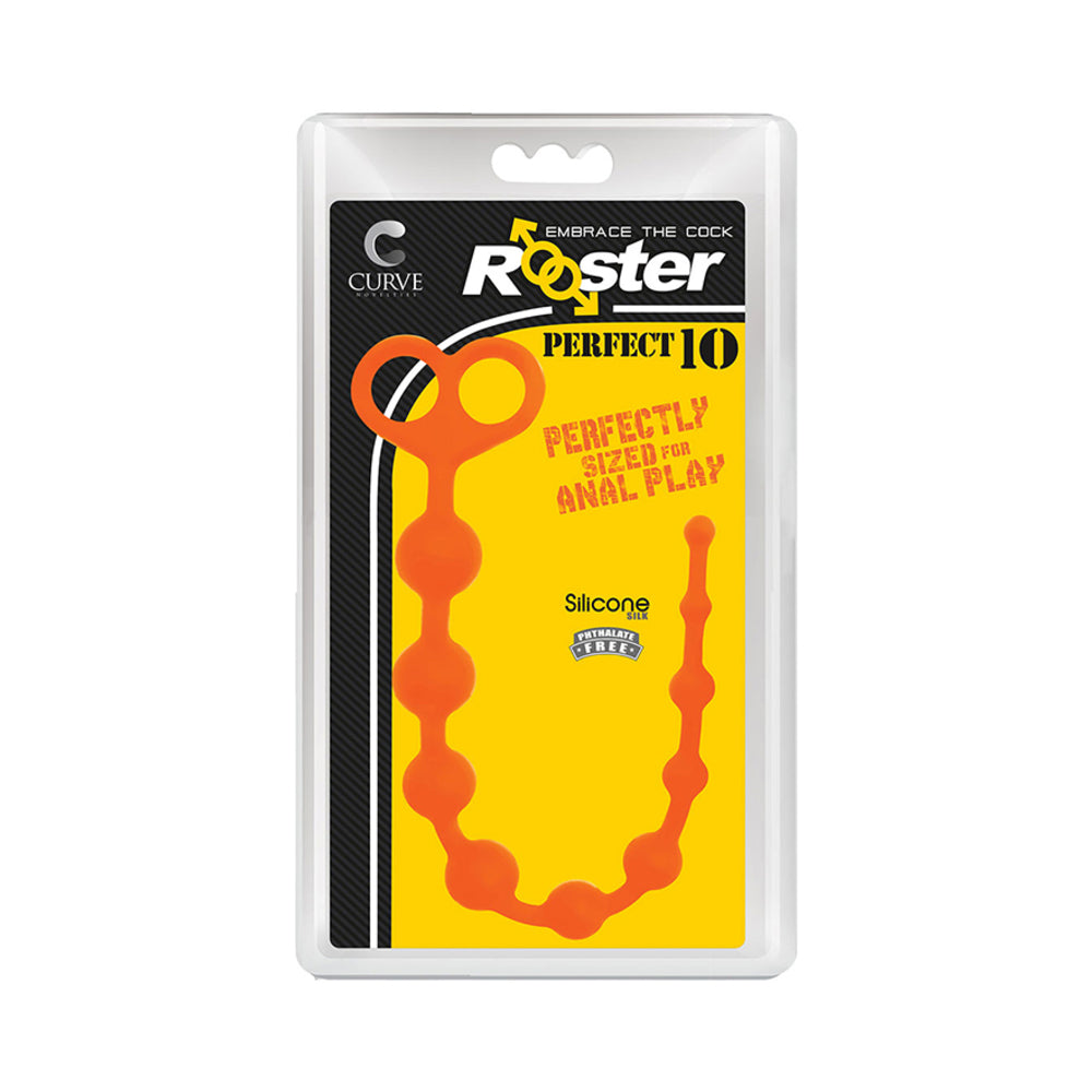Curve Novelties Toys Rooster Perfect 10 Silicone Anal Beads Orange