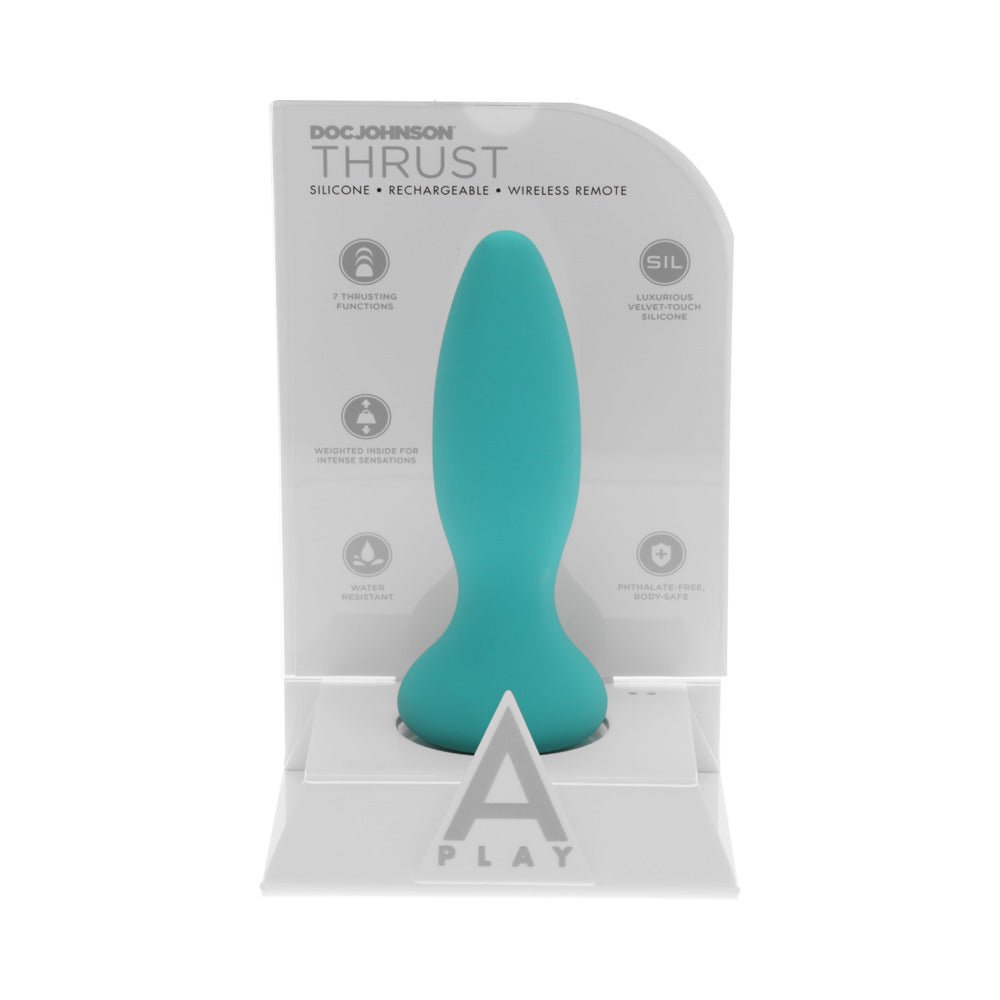 Doc Johnson A-Play Thrust Adventurous Rechargeable Silicone Anal Plug with Remote Teal5