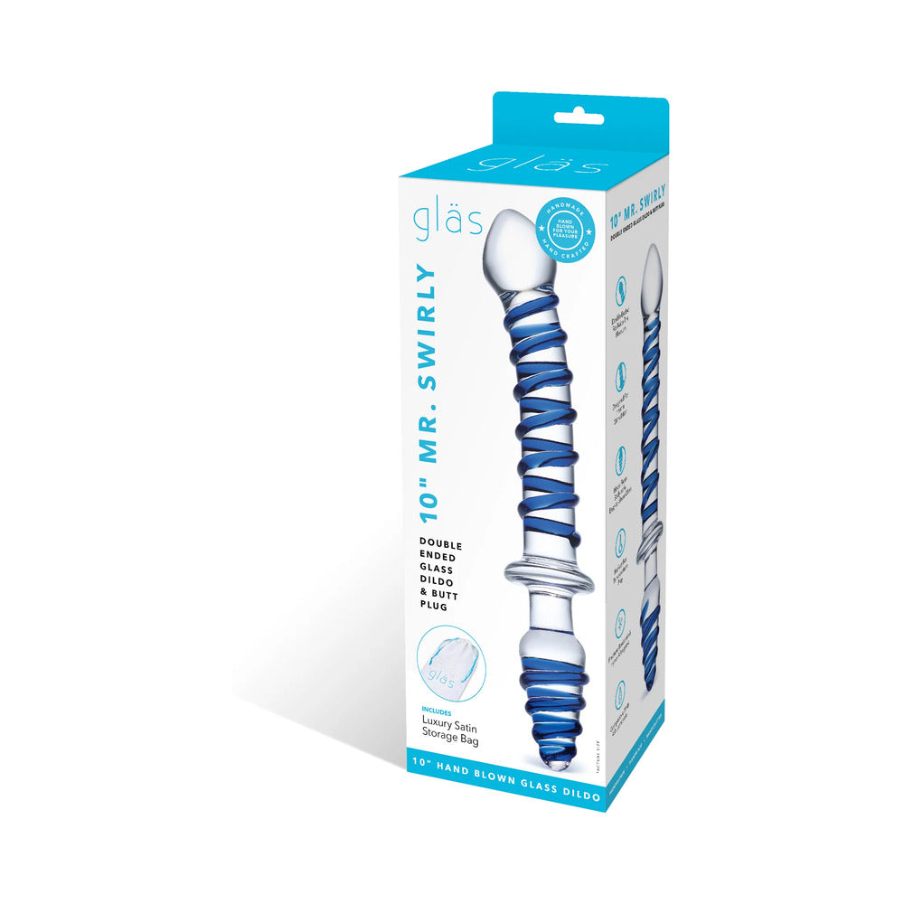 Electric Eel Glas 10 in. Mr. Swirly Double Ended Glass Dildo & Butt Plug7