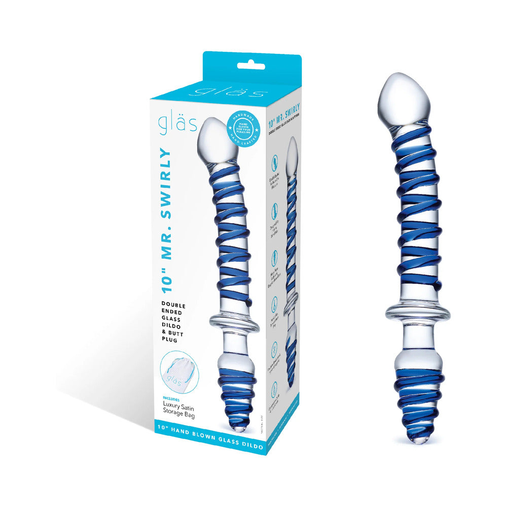 Electric Eel Glas 10 in. Mr. Swirly Double Ended Glass Dildo & Butt Plug