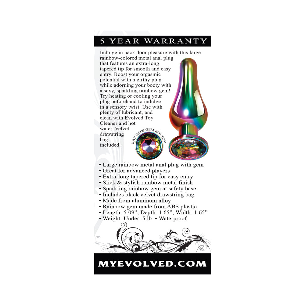 Evolved Rainbow Metal Anal Plug With Rainbow Gemstone Base19