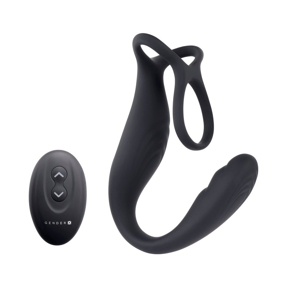Gender X The Wrangler Rechargeable Silicone Vibrating C-ring with Remote Black2