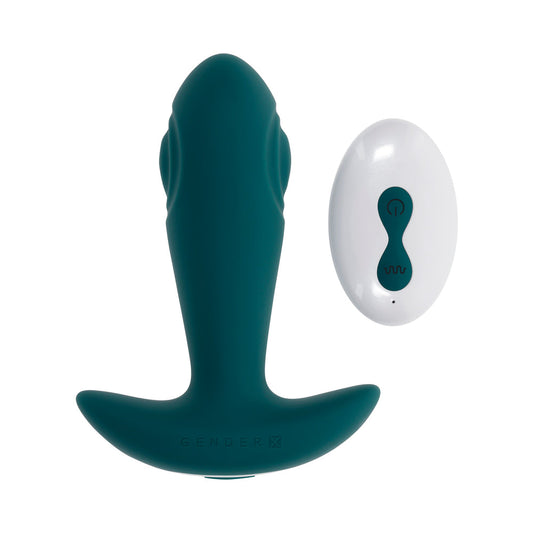 Gender X Tunnel Tapper Rechargeable Vibrating Anal Plug with Remote Teal1