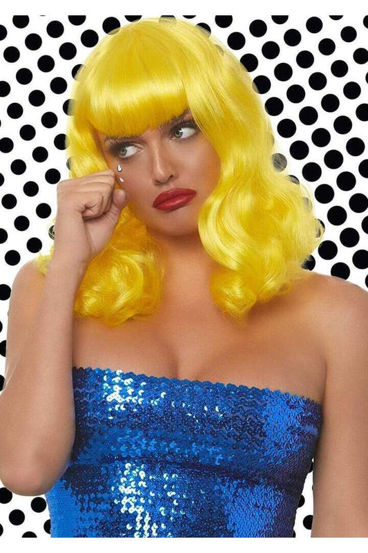 Leg Avenue 16" Retro Curly Bob Wig Yellow in One Size 1