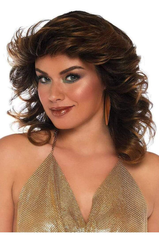 Leg Avenue 18" Farrah Feathered 1970s Wig Brown in One Size