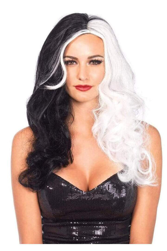 Leg Avenue 25" Two Tone Wig Black/White in One Size 1