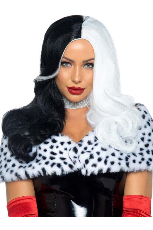 Leg Avenue 25" Two Tone Wig Black/White in One Size