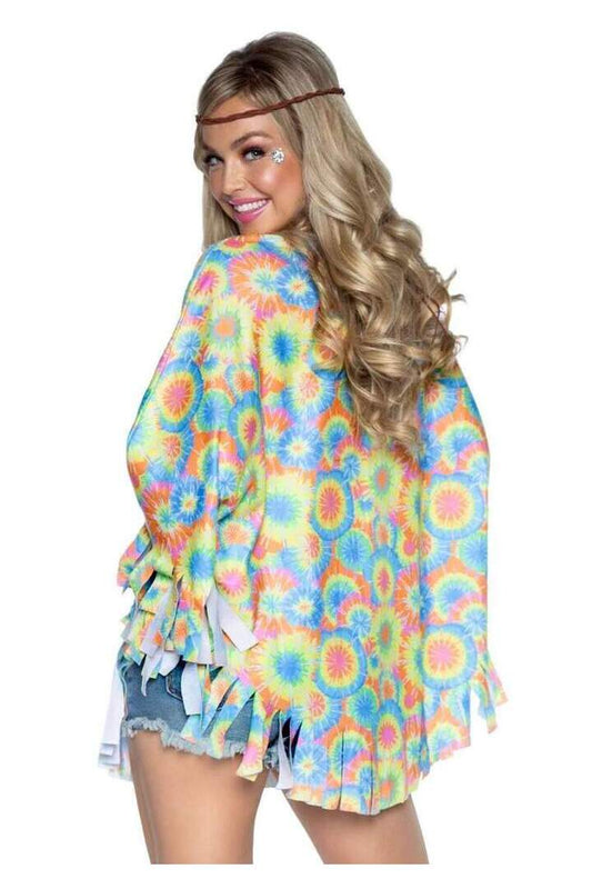 Leg Avenue 70s Hippie Costume Poncho Set Rainbow in One Size 1
