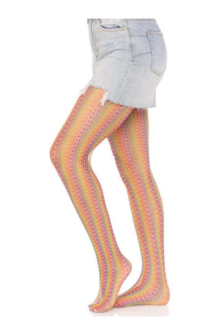 Leg Avenue Acadia Rainbow Net Tights Rainbow in One Size 3