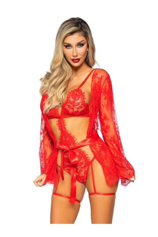 Leg Avenue All Romance Lace Teddy & Robe Set 1