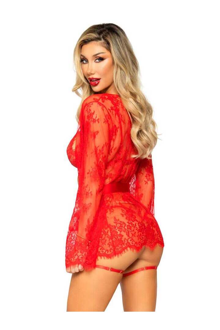 Leg Avenue All Romance Lace Teddy & Robe Set 2