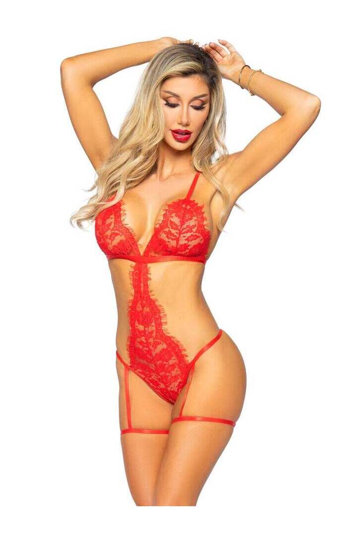 Leg Avenue All Romance Lace Teddy & Robe Set 4