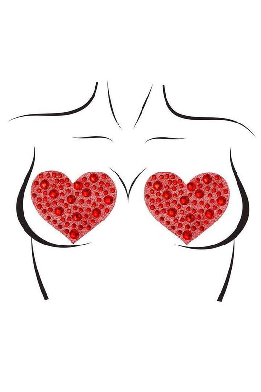 Leg Avenue Amore Rhinestone Nipple Covers Red in One Size