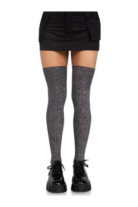 Leg Avenue Athena Heather Thigh High Stockings Grey in One Size